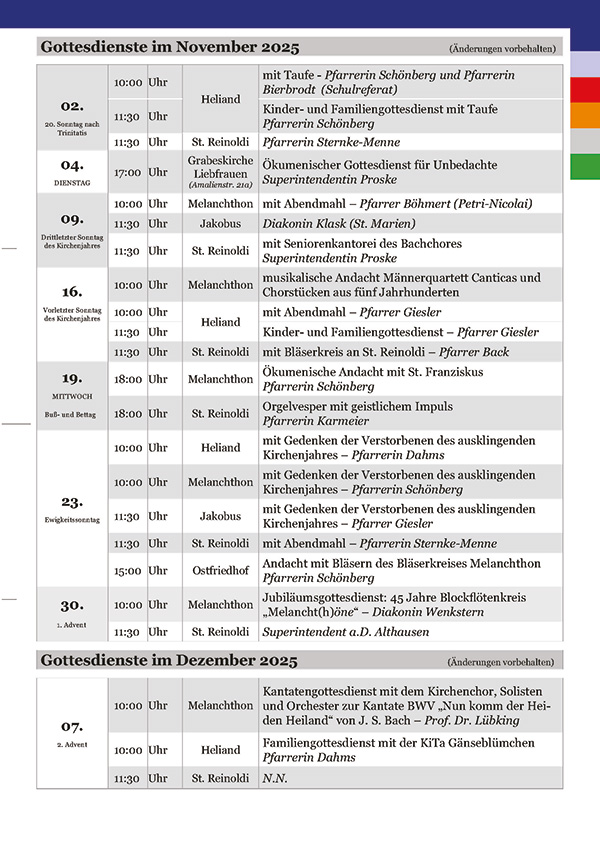 Gottesdienste November 2025